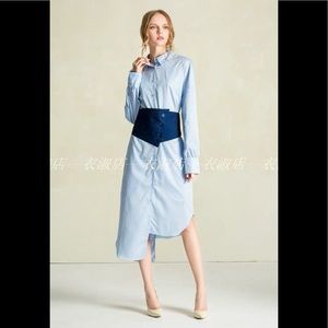NEW Tibi Cotton Poplin shirtdress removable corset